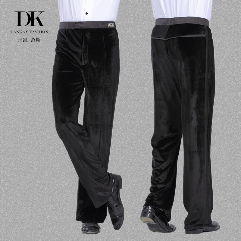 丹凯男士国标拉丁摩登交谊舞裤表演垂性好成人练习丝绒直筒长裤冬