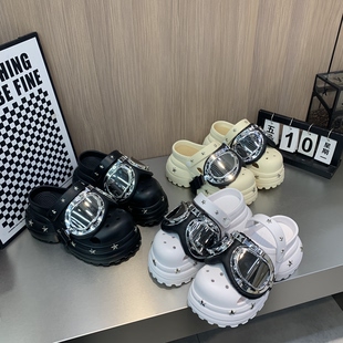 时尚 女厚底增高休闲单鞋 新款 拖兮823眼镜 女鞋 子潮鞋 个性 2026春季