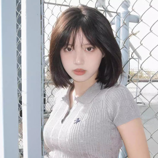 新款 假发女全头套一刀切短发齐刘海修饰脸型自然仿真发小爆款
