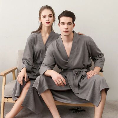纯棉新款浴袍2026年春夏季男士亲水纤维吸水速干女士情侣睡袍