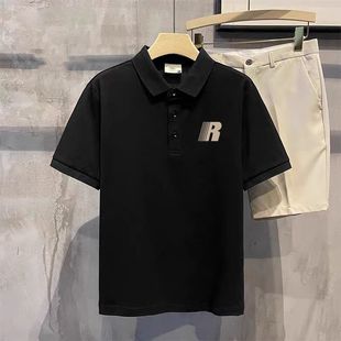 t恤男款 男士 短袖 字母印花商务翻领男 潮牌修身 夏季 清仓捡漏 polo衫