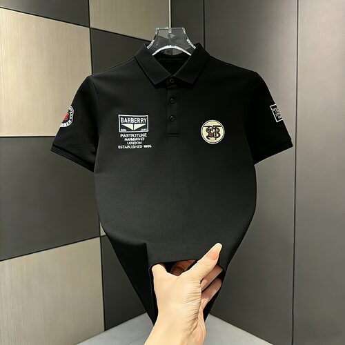 POLO衫短袖男刺绣徽章潮流2026韩版修身帅气男士男装体恤衫上衣潮