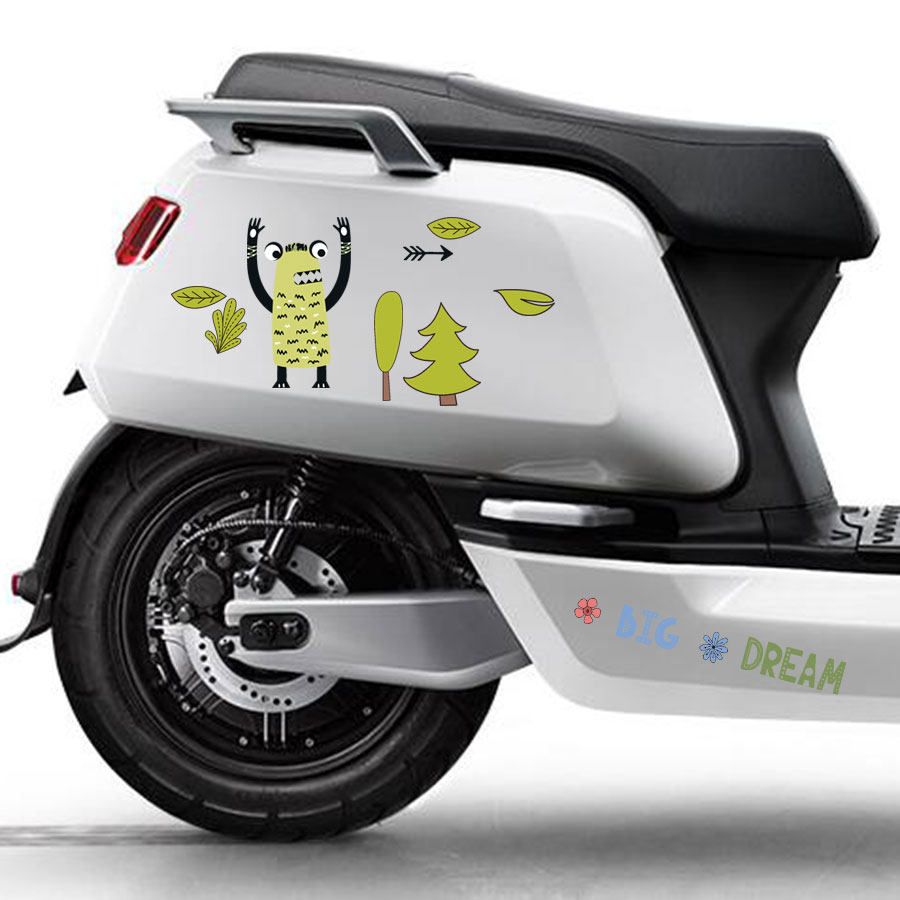 雅迪q6电动摩托车贴纸卡通动漫史努比汽车遮挡划痕装饰车身贴纸