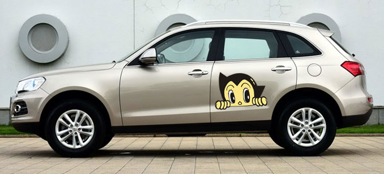 汽车车门创意卡通车贴车身划痕贴纸阿童木防水车贴车尾保险杆贴纸