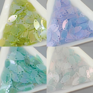 叶子双孔香港制亮片5×10mm马眼pet耐高温串珠diy法绣5g 份600片