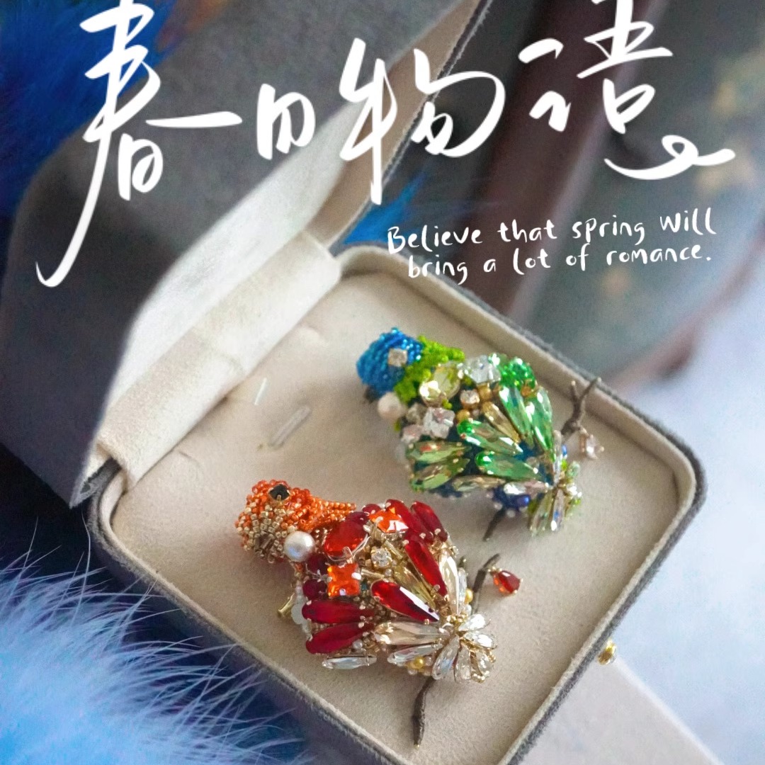 林间小鸟春季山雀火鸟胸针