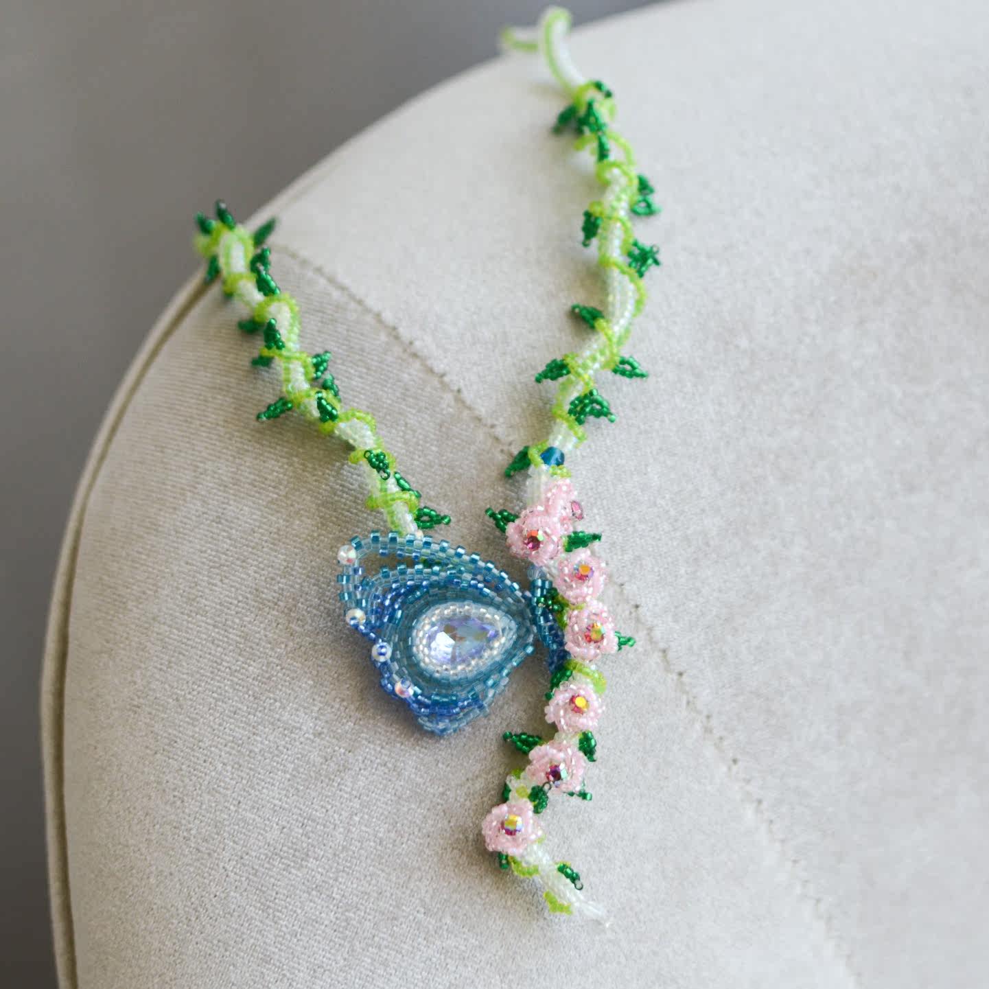 司藤蝴蝶富贵花系列春夏清新串珠项链材料包 手工diy套装