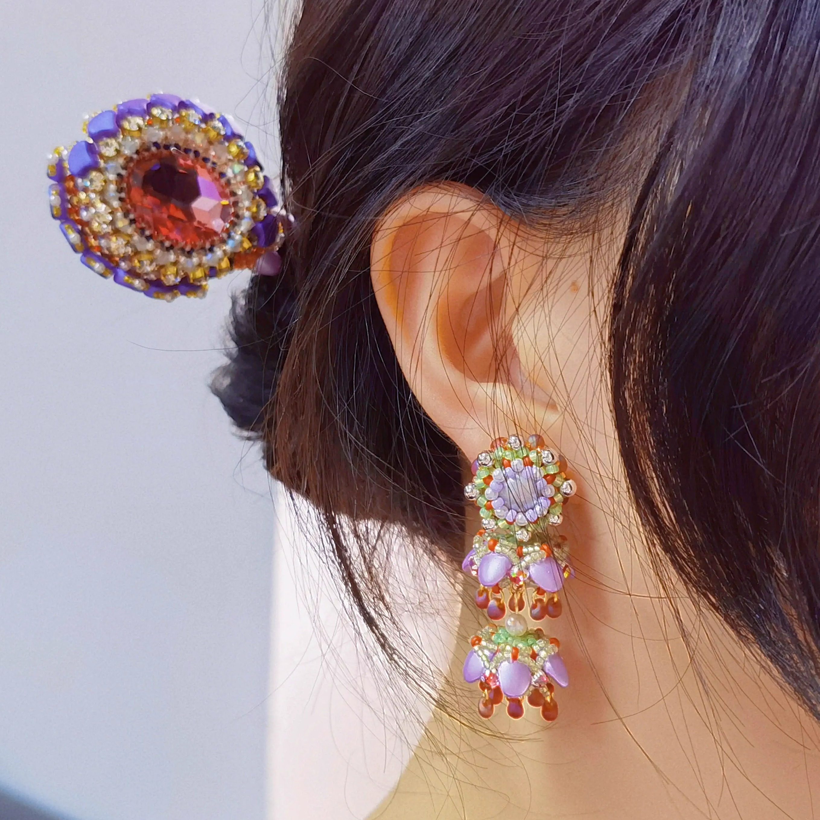 串珠的地方玻璃散珠发簪耳坠