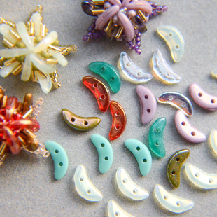 捷克珠进口双孔月牙珠3×10mm半圆彩色玻璃珠串珠手工diy材料 5g