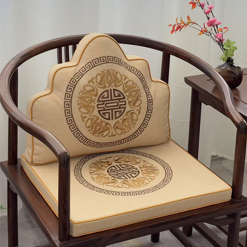 防滑新中式刺绣花纹椅垫办公室座椅垫方形海绵四季通用可拆洗定制