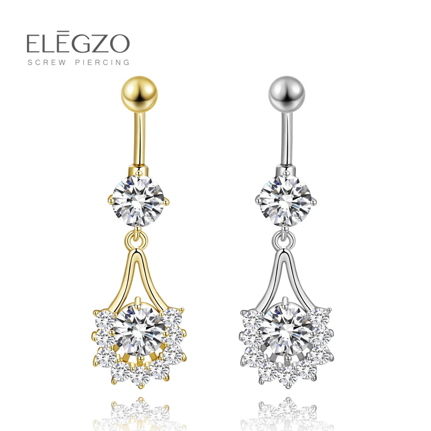 徕资钛钢锆石特亮气质韩国穿刺饰品肚脐环肚脐饰品肚脐钉防过敏潮