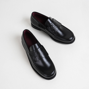 吸血鬼乐福皮鞋男女一脚蹬头层牛小皮鞋通勤工作豆豆2025新男女款