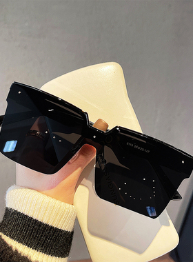 休闲简约个性半框男士黑色墨镜帅气款高级感太阳镜女圆长脸时尚潮