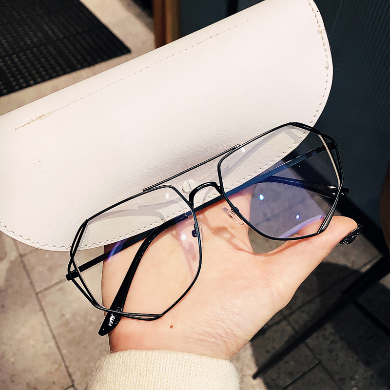 韩版大框眼镜金属镂空镜框男女情侣款蛤蟆镜近视镜圆脸素颜平光镜