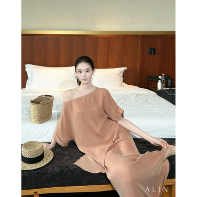 ALIN【苍岩凝寂】一字领中袖T恤不对称鱼尾半裙套装女夏AL6MSZ46