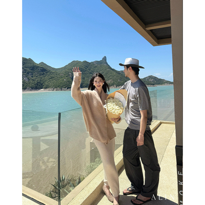 阿琳ALIN【雾漫】全羊毛奶咖色卷边堆领廓形针织开衫女上衣