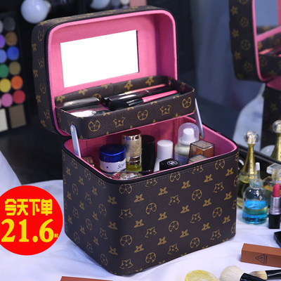 Cosmetic bag female portable super large capacity 2021 new high-end sense ins super hot net red storage box suitcase