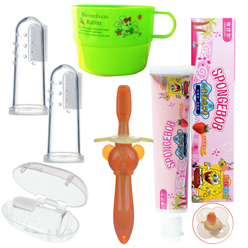 宝宝牙刷硅胶软毛婴儿牙刷牙膏0-1-2岁训练幼儿童手指套牙刷套装