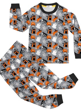 新款万圣惊魂cosplay印花服装中大儿童长袖套装家居服套装81174