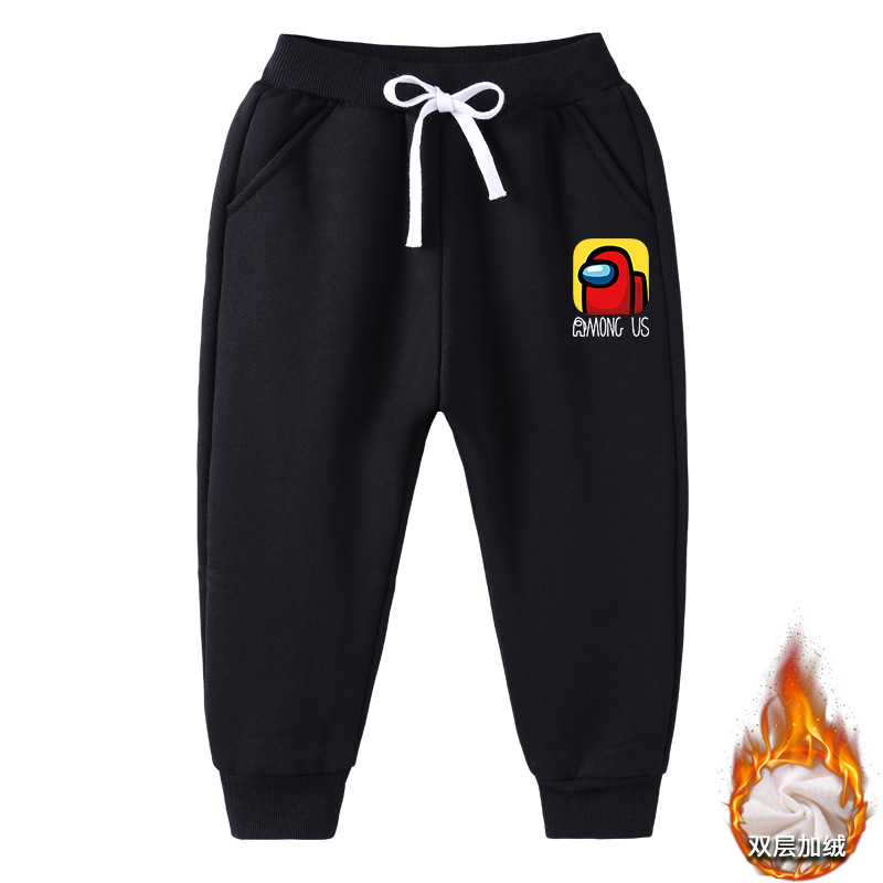 Among us秋冬季加绒加厚保暖男女运动童裤中童百搭卫裤儿童长裤子