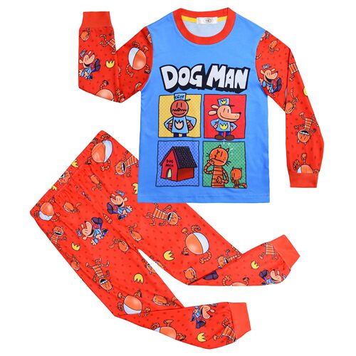 dogman装扮服 神探狗狗 猫纹印花 儿童家居服长袖套装两件套81241