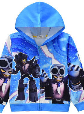 新款SMG4 Movie: Guns N' Puzzles 男童拉链连帽外套夹克衫36327