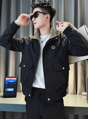 立领夹克外套男士春秋季2025年新款爆款潮牌早春休闲工装男装上衣