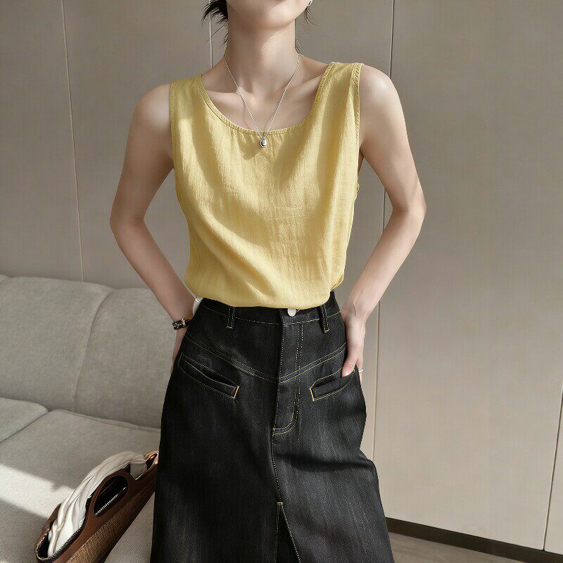 休闲宽肩带纯棉夏季修饰脖颈显瘦无袖大码内搭外穿吊带背心女上衣