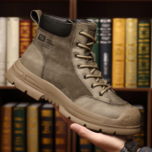 羊毛棉靴冬季男士休闲时尚潮流男靴子高帮户外厚底防滑真皮男棉鞋