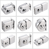 不锈钢玻璃门锁办公室玻璃锁双门钢化地锁免开孔插销锁单门双开门