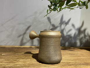 日本常滑烧已故名匠近藤義翠 白泥胡麻釉切立型侧把急须泡茶壶堂