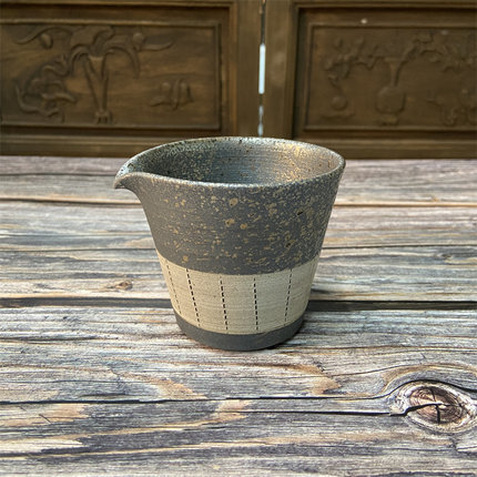日本常滑烧茶具藤田德太手作陶制炭化烧公道杯茶海分茶器日式汤冷