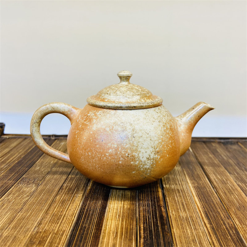 日本常滑烧茶具中川贵了白泥柴烧火窑变后手急须壶日式泡茶壶陶壶