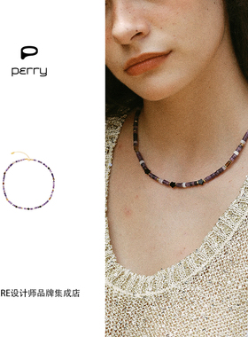 Dare买手店 PERRY凯恩斯星空下项链紫色串珠链黑胆石玛瑙珠度假风