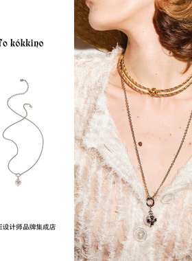 Dare买手店 tokokkino正品星球浪漫粉晶珍珠项链金属长复古链小众