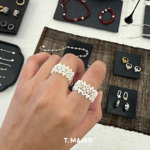 Dare买手店 鎏金花冠镂空双色开口戒925银复古蕾丝戒指女 T.MAJOR