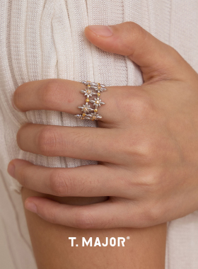 Dare买手店 T.MAJOR 星海叠影开口戒925银复古原创设计饰品首饰女