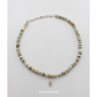 Dare买手店 susi somos水波绿贝母双链925银天然水晶串珠项链小众