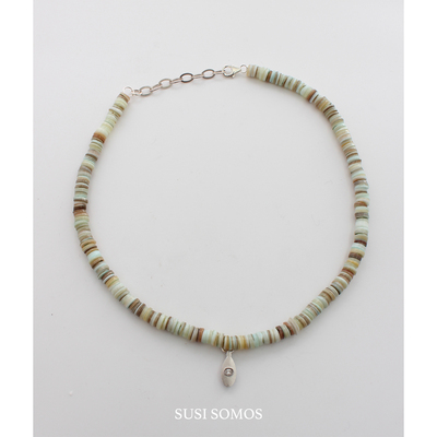 Dare买手店 susi somos水波绿贝母双链925银天然水晶串珠项链小众