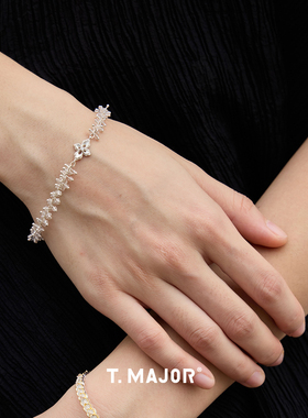 Dare买手店 T.MAJOR 绎花光影编织手链925银小众精致复古首饰度假