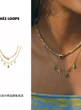 CHEZ LOOPS 柠檬椰树串珠项链原创设计天然石度假叠戴首饰气质女