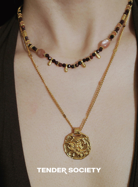 Dare买手店Tender society四叶草复古金币吊坠项链金色复古做旧女