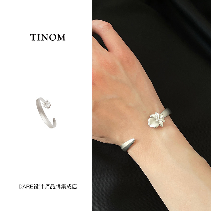 tinom轭瓣兰⼿镯小众纯银首饰
