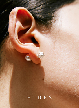 DARE买手店 HDES 纯银单颗果实仿珍珠耳钉简约百搭耳环设计高级感