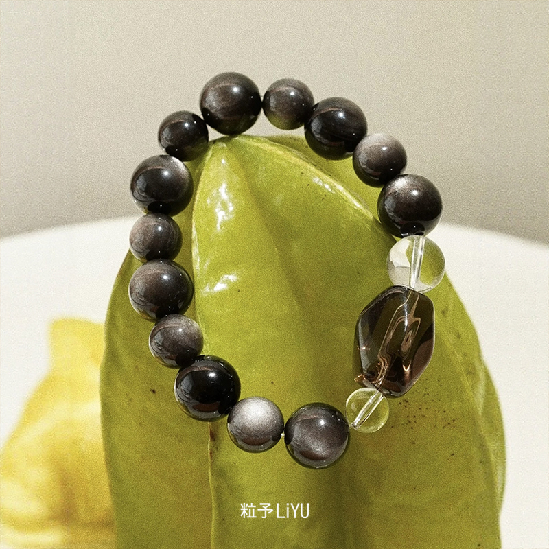 Dare买手店 粒予LIYU 澜夜银曜石手串白水晶招财富贵礼物饰品首饰