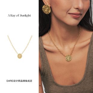 Dare买手店 A ray of sunlight太阳金币项链金色复古欧美度假饰品