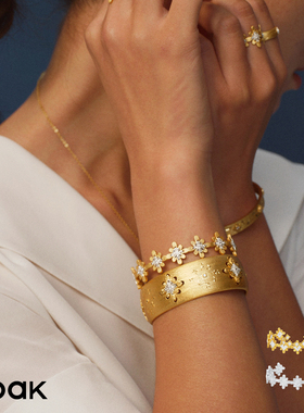 Dare买手店 ooak 满圈烟花手镯复古原创设计金色饰品首饰高级精致