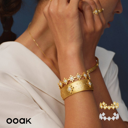Dare买手店 ooak 满圈烟花手镯复古原创设计金色饰品首饰高级精致