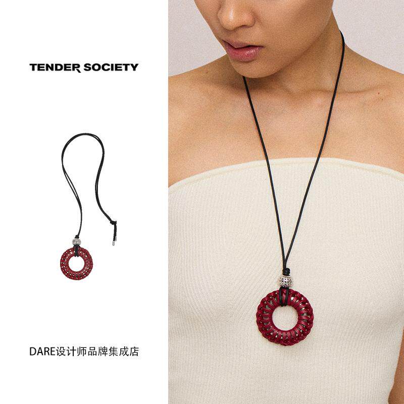 tendersociety圆环皮绳长项链