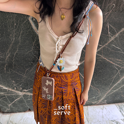 Dare买手店 SoftServe 拼布小花小雏菊手机挂绳斜挎可背民族复古
